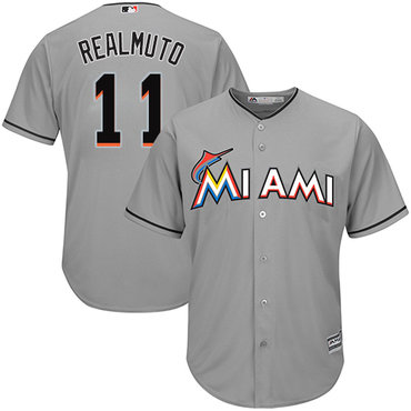 Personalized Marlins #11 JT Realmuto Grey Cool Base Stitched Youth Baseball Jersey