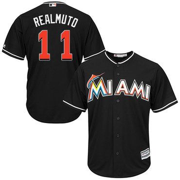 Personalized Marlins #11 JT Realmuto Black Cool Base Stitched Youth Baseball Jersey