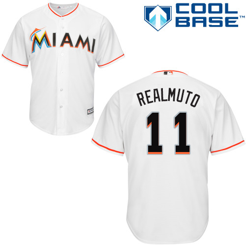 Personalized Marlins #11 JT Realmuto White Cool Base Stitched Youth Baseball Jersey