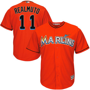 Personalized Marlins #11 JT Realmuto Orange Cool Base Stitched Youth Baseball Jersey