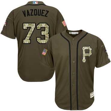 Personalized Pirates #73 Felipe Vazquez Green Salute to Service Stitched Baseball Jersey