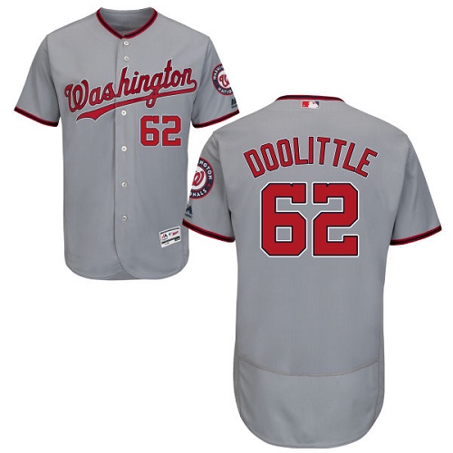 Personalized Nationals #62 Sean Doolittle Grey Flexbase Authentic Collection Stitched Baseball Jersey