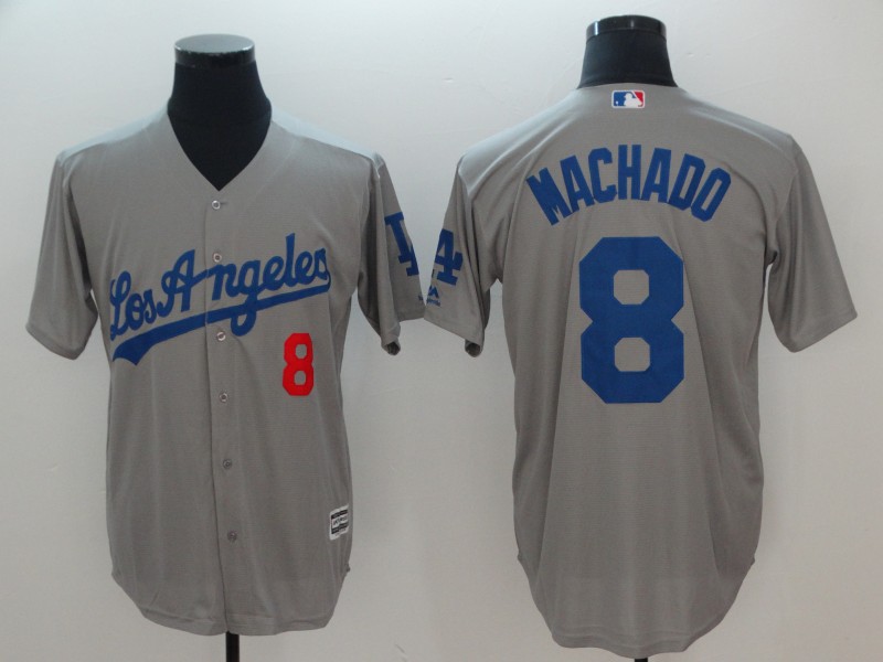 Personalized Dodgers 8 Manny Machado Gray Cool Base Jersey