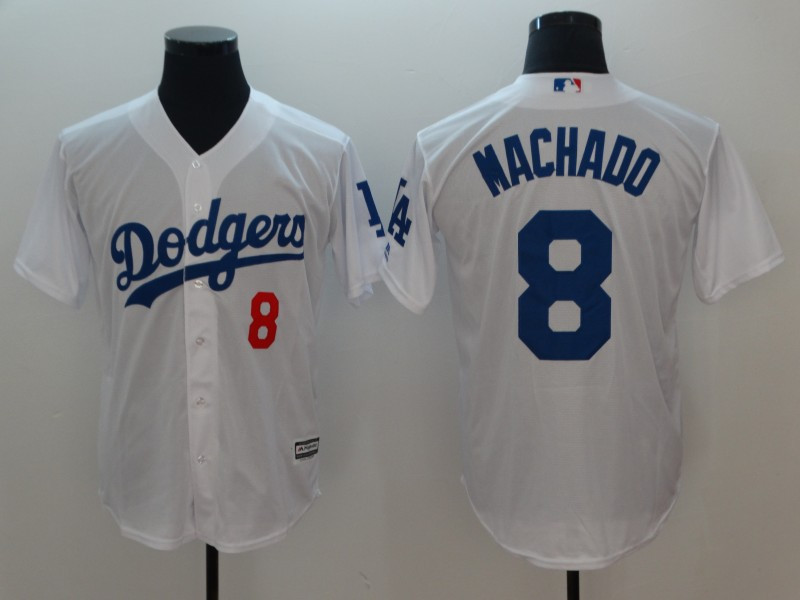 Personalized Dodgers 8 Manny Machado White Cool Base Jersey