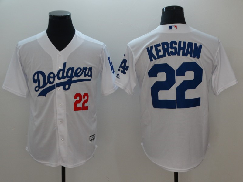 Personalized Dodgers 22 Clayton Kershaw White Cool Base Jersey