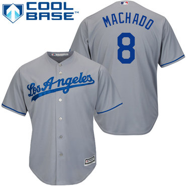Personalized Dodgers #8 Manny Machado Grey New Cool Base Stitched Baseball Jersey