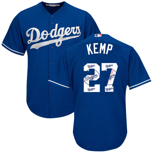 Personalized Dodgers #27 Matt Kemp Blue Team Logo Fashion Stitched Baseball Jersey