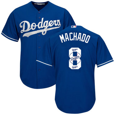Personalized Dodgers #8 Manny Machado Blue Team Logo Fashion Stitched Baseball Jersey