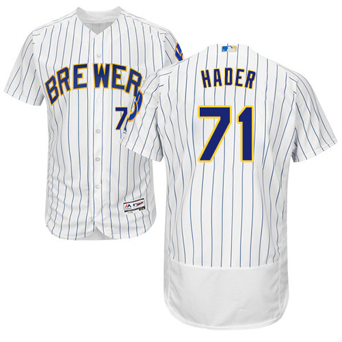 Personalized Brewers #71 Josh Hader White Strip Flexbase Authentic Collection Stitched Baseball Jersey