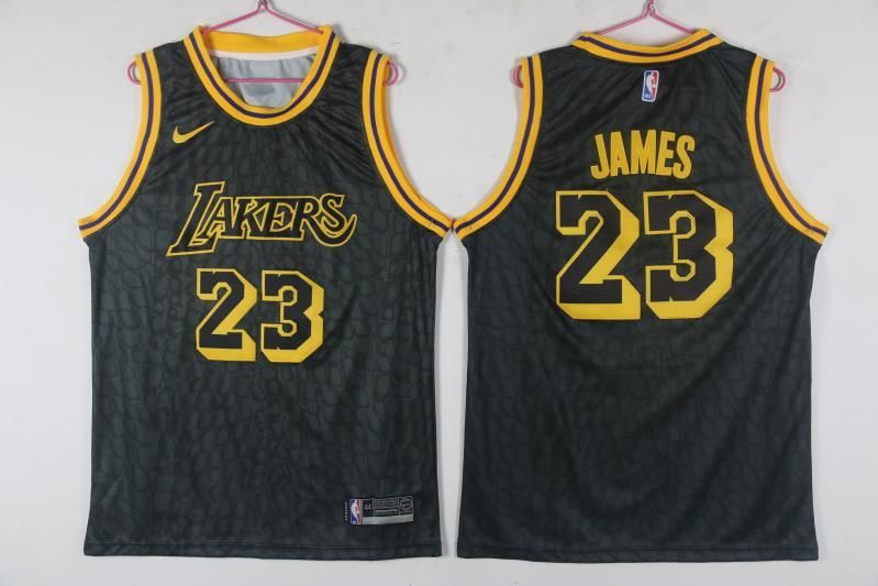 Personalized Lakers 23 Lebron James Black City Edition Swingman Jersey