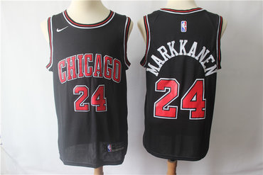 Personalized Bulls 24 Laur Markkanen Black Swingman Jersey