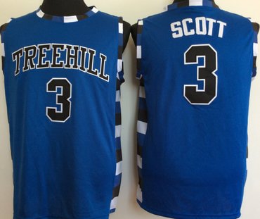 Personalized One Tree Hill Ravens 3 Lucas Scott Blue College Basketball Jersey