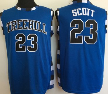 Personalized One Tree Hill Ravens 23 Nathan Scott Blue College Basketball Jersey