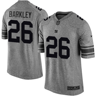 Personalized Giants #26 Saquon Barkley Gray Men’s Stitched NFL Limited Gridiron Gray Jersey