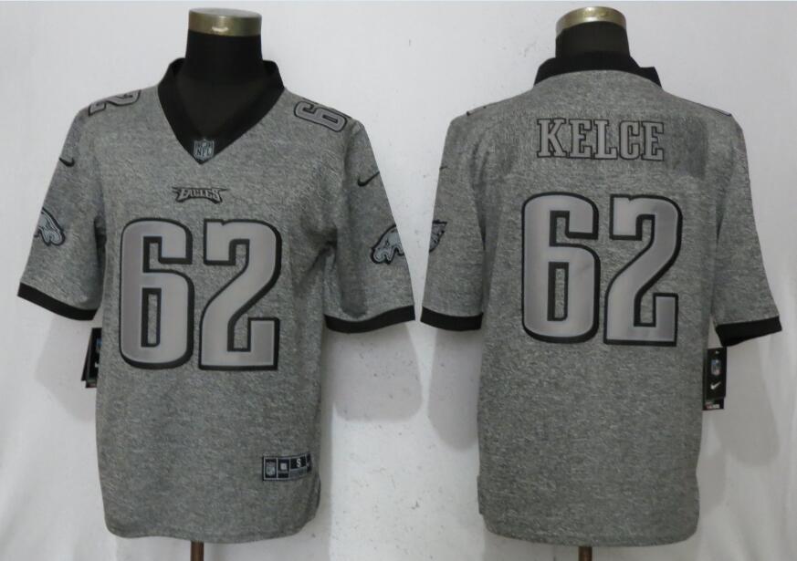 Personalized Eagles 62 Jason Kelce Gray Gridiron Gray Untouchable Limited Jersey