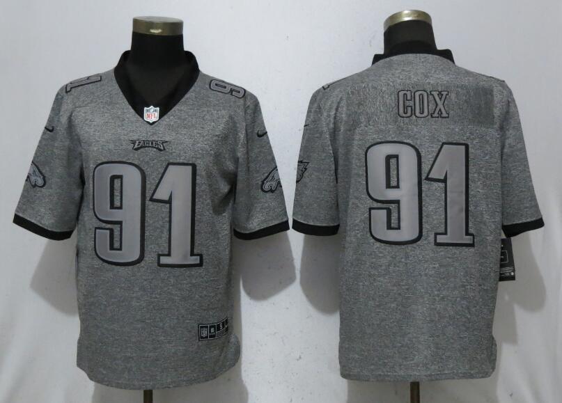 Personalized Eagles 91 Fletcher Cox Gray Gridiron Gray Untouchable Limited Jersey