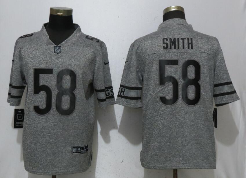 Personalized Bears 58 Roquan Smith Gray Gridiron Gray Untouchable Limited Jersey