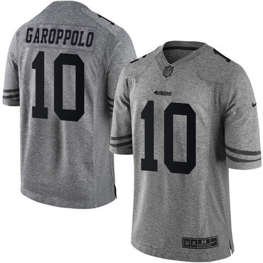 Personalized 49ers #10 Jimmy Garoppolo Gray Men’s Stitched NFL Limited Gridiron Gray Jersey