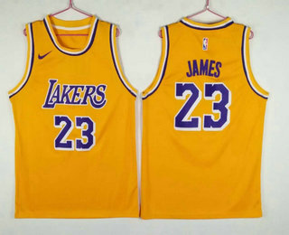 Personalized Men’s Los Angeles Lakers #23 LeBron James Yellow 2018-2019 Swingman Stitched NBA Jersey