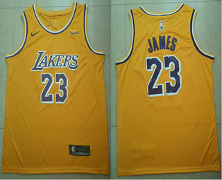 Personalized Men’s Los Angeles Lakers #23 LeBron James Yellow 2018-19 Wish Swingman Icon Edition Jersey