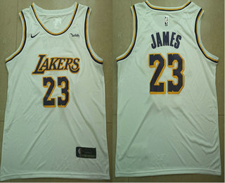Personalized Men’s Los Angeles Lakers #23 LeBron James White 2018-19 Wish Swingman Association Edition Stitched Jersey