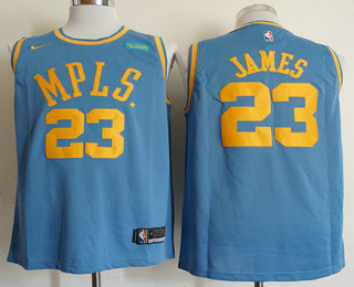 Personalized Men’s Los Angeles Lakers #23 LeBron James MPLS Blue Hardwood Classics Soul Swingman Wish Stitched NBA Jersey