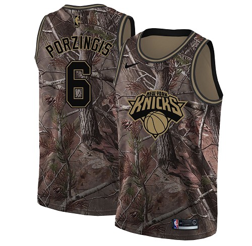 Personalized Knicks #6 Kristaps Porzingis Camo NBA Swingman Realtree Collection Jersey