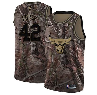 Personalized Bulls #42 Robin Lopez Camo NBA Swingman Realtree Collection Jersey