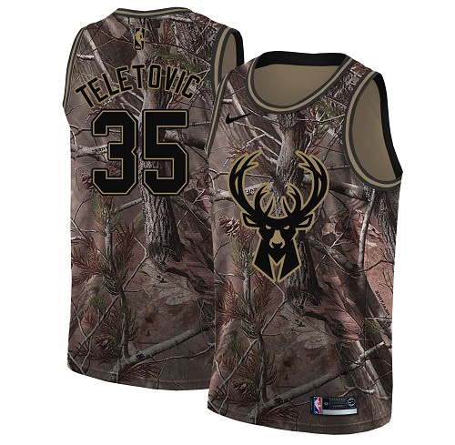 Personalized Bucks #35 Mirza Teletovic Camo NBA Swingman Realtree Collection Jersey