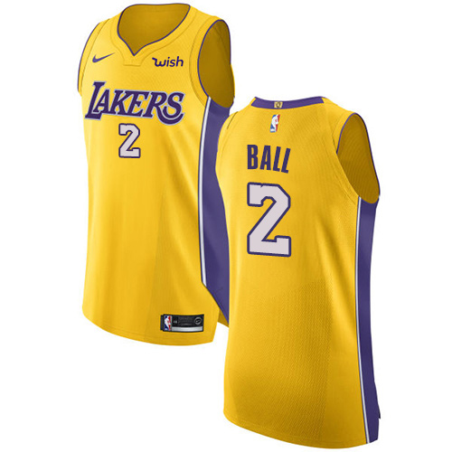 Personalized Lakers #2 Lonzo Ball Gold NBA Authentic Icon Edition Jersey