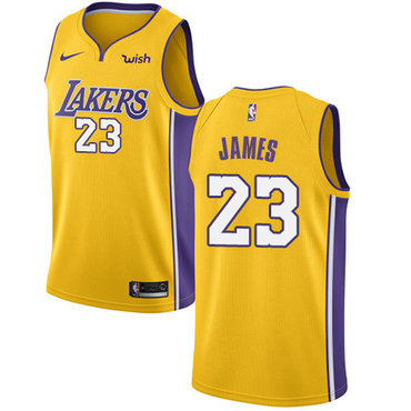 Personalized Lakers #23 LeBron James Gold NBA Swingman Icon Edition Jersey