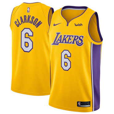 Personalized Lakers #6 Jordan Clarkson Gold NBA Swingman Icon Edition Jersey