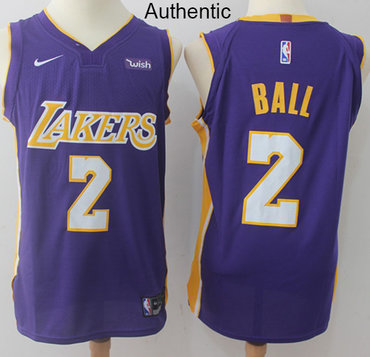 Personalized Lakers #2 Lonzo Ball Purple NBA Authentic Statement Edition Jersey