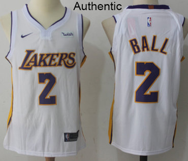 Personalized Lakers #2 Lonzo Ball White NBA Authentic Association Edition Jersey
