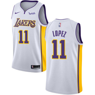 Personalized Lakers #11 Brook Lopez White NBA Swingman Association Edition Jersey