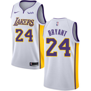 Personalized Lakers #24 Kobe Bryant White NBA Swingman Association Edition Jersey