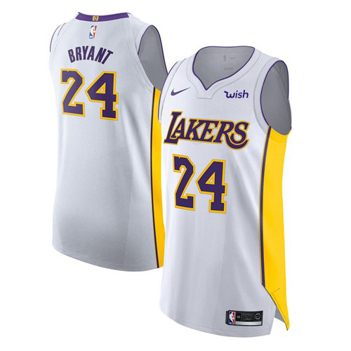 Personalized Lakers #24 Kobe Bryant White NBA Authentic Association Edition Jersey