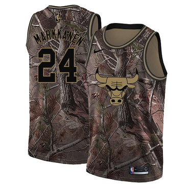 Personalized Bulls #24 Lauri Markkanen Camo Women’s NBA Swingman Realtree Collection Jersey