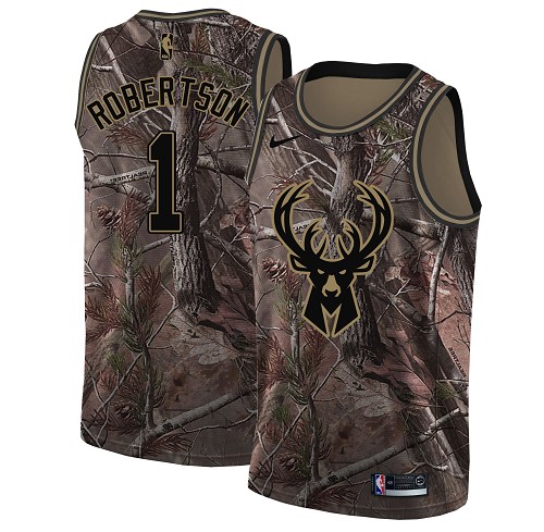 Personalized Bucks #1 Oscar Robertson Camo Women’s NBA Swingman Realtree Collection Jersey