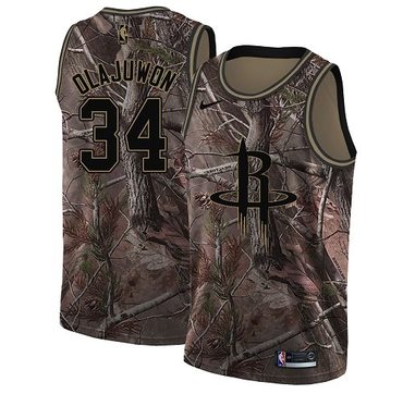 Personalized ike Rockets #34 Hakeem Olajuwon Camo Women’s NBA Swingman Realtree Collection Jersey