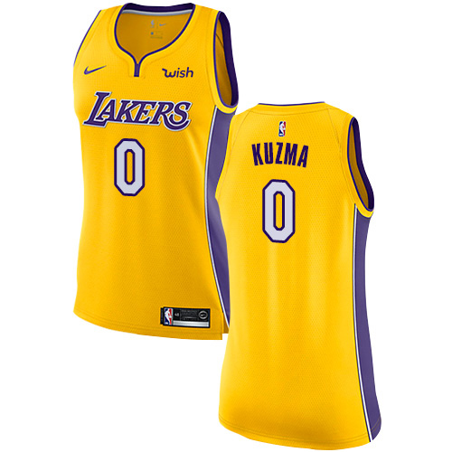 Personalized Lakers #0 Kyle Kuzma Gold Women’s NBA Swingman Icon Edition Jersey