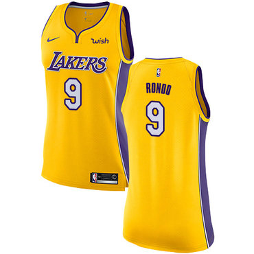Personalized Lakers #9 Rajon Rondo Gold Women’s NBA Swingman Icon Edition Jersey