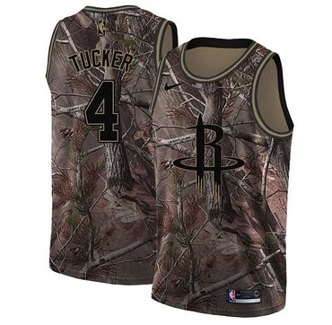 Personalized Rockets #4 PJ Tucker Camo Youth NBA Swingman Realtree Collection Jersey