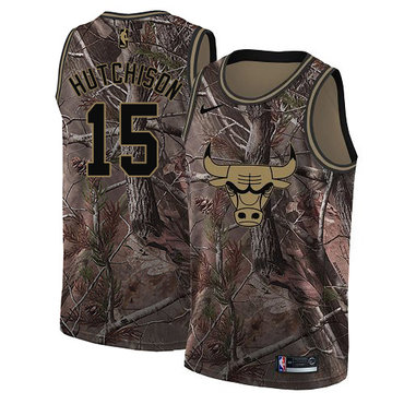 Personalized Bulls #15 Chandler Hutchison Camo Youth NBA Swingman Realtree Collection Jersey