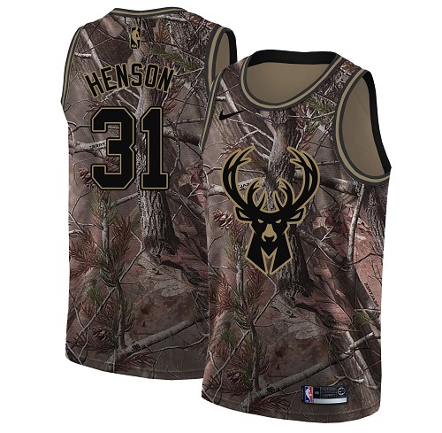Personalized Bucks #31 John Henson Camo Youth NBA Swingman Realtree Collection Jersey