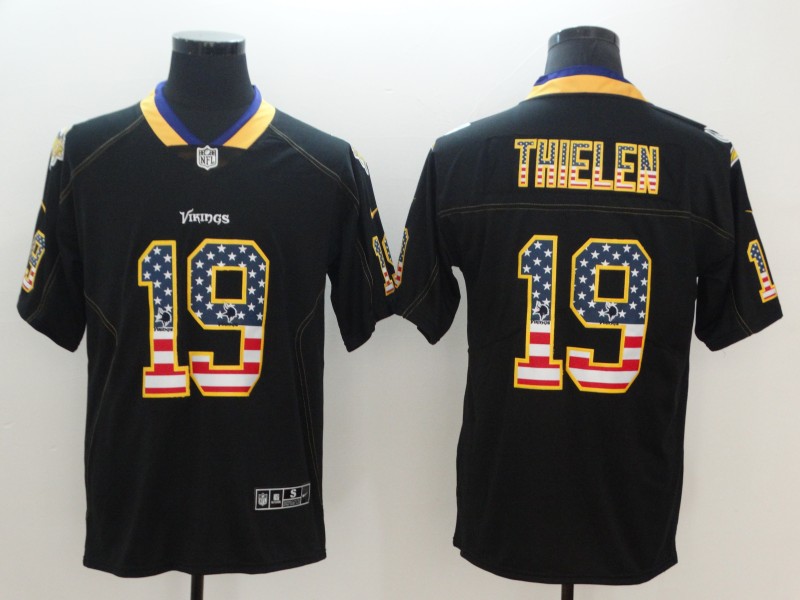 Personalized Vikings 19 Adam Thielen Black USA Flag Fashion Color Rush Limited Jersey