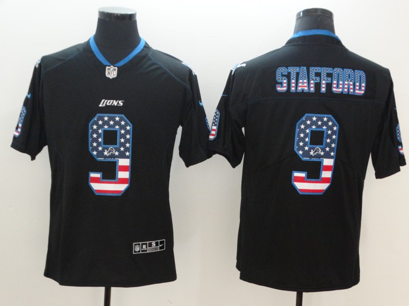 Personalized Lions 9 Matthew Stafford Black USA Flag Fashion Color Rush Limited Jersey