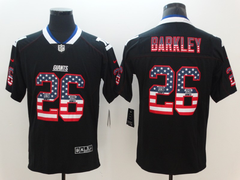 Personalized Giants 26 Saquon Barkley Black USA Flag Fashion Color Rush Limited Jersey