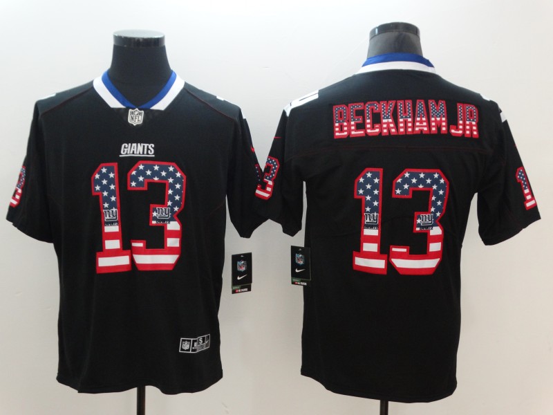 Personalized Giants 13 Odell Beckham Jr. Black USA Flag Fashion Color Rush Limited Jersey