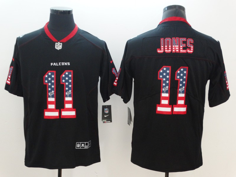 Personalized Falcons 11 Julio Jones Black USA Flag Fashion Color Rush Limited Jersey